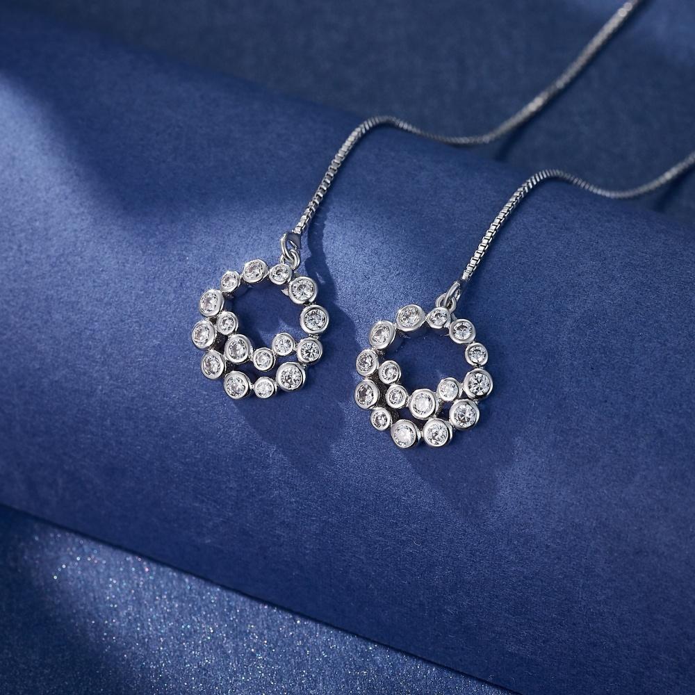 Серьги с круглой кисточкой из циркона, длинные серьги-гвоздики, полые круглые серьги из кубического циркония