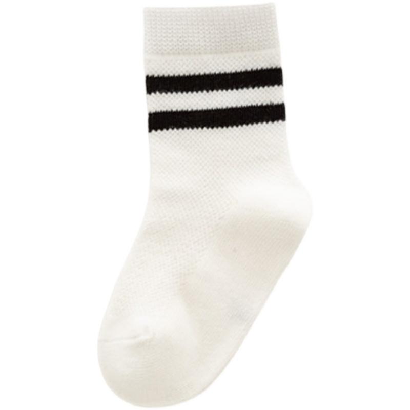 Children's Mesh Socks Summer Thin Pure Cotton Medium Tube Socks Boys Girls College Fashion Socks Baby Black White Striped Socks