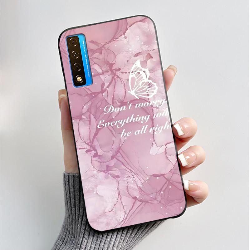 Printing Pattern Case For TCL 20 5G / 20S / 20L / 20L+ Soft Silicone Black Shell Cover Cute Flower Cartoon Casing