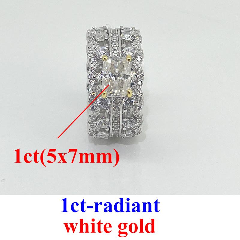 Женские кольца с муассанитом 1 карат, бриллиантами D VVS, изумрудом, сияющим муассанитом, посеребренное белое золото 925 пробы, ювелирное кольцо для леди