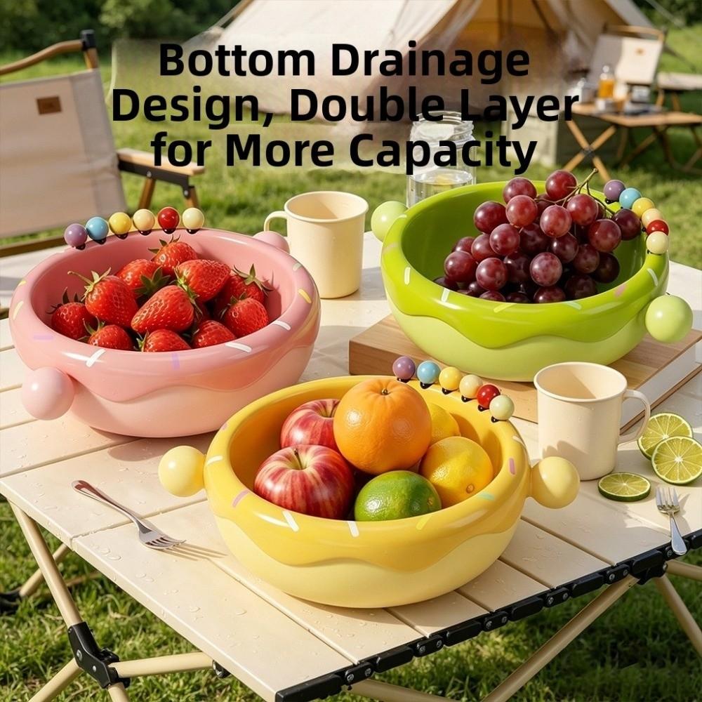 Large Capacity Fruit Serving Plate Doughnut Shape Dessert Salad Bowl Candy Bowl Home Living Room