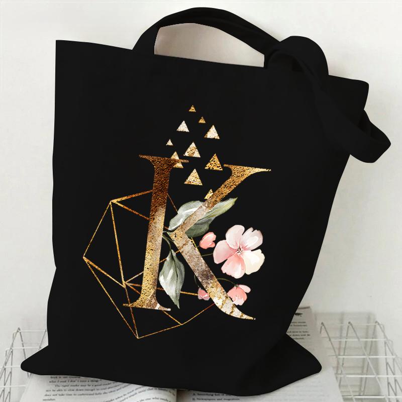 Сумка из холста с принтом, женская сумка на плечо, модная женская сумка с цветочным принтом и буквами, сумка-тоут с буквами алфавита