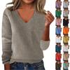 Women's Fashion Loose V-Neck Long Sleeve Bottom Shirt Top Knitted Sweater