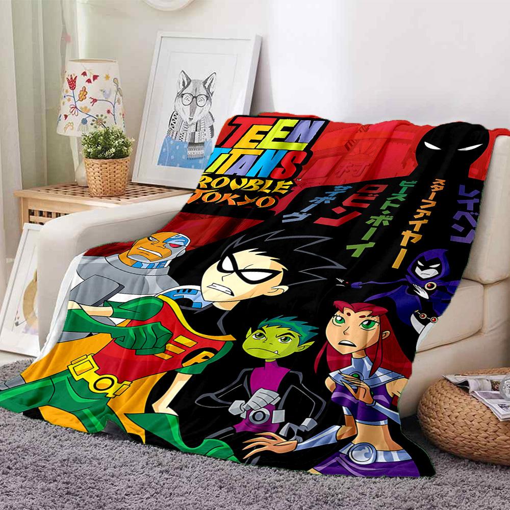 1 шт. Teen Titans Go! Фланелевое покрывало - Легкое, мягкое, теплое, всесезонное, с HD-печатью, для дивана, кровати, путешествий, кемпинга 112