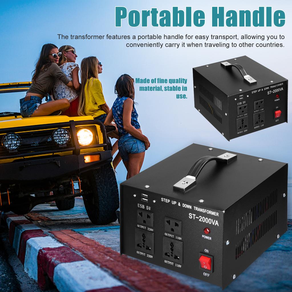 Step Up&Down Transformer Compact Size Voltage Converter 2000VA Portable Home Electrical Appliances