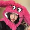 Big-eyed Puppy Plush Hat Women's Autumn and Winter Scarf Gloves Integrated Hooded Scarf Cartoon Cute Warm Three-piece Set