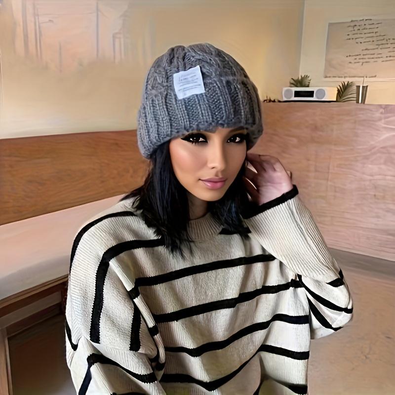 Женская эластичная шапка-бини, зимняя шапка-череп, мягкий повседневный головной убор, универсальная мода, удобная теплая шапка