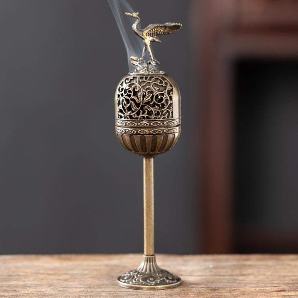 Изящная подставка для благовоний с обратным потоком Цинк Цинковый сплав Маленькая курильница для благовоний Печь на высокой ножке Кабинет