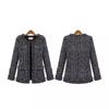 Xiaoxiangfeng Same Style Autumn and Winter Short Coat Black and White Plaid Women's Large Size Slim Fit