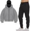 Double Hat Hoodies Pants Set Fashion Design Balaclava Face Mask Zipper Hoodie Men Women Streetwear Trend Hip Hop Sweatshirt Coat