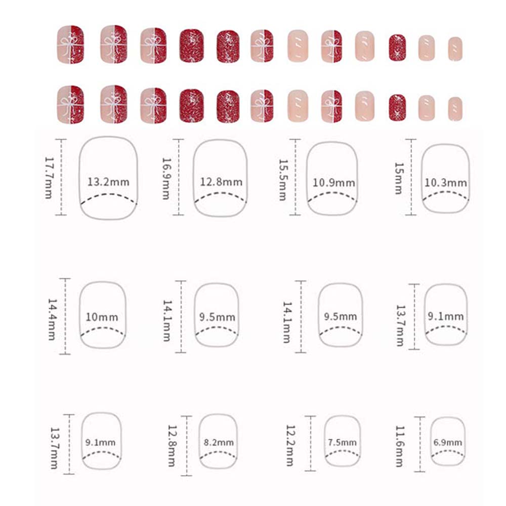 24Pcs/set Manicure Material Christmas Short False Nails DIY Nail Accessories Nail Supplies Christmas Short Fake Nails Snowflake