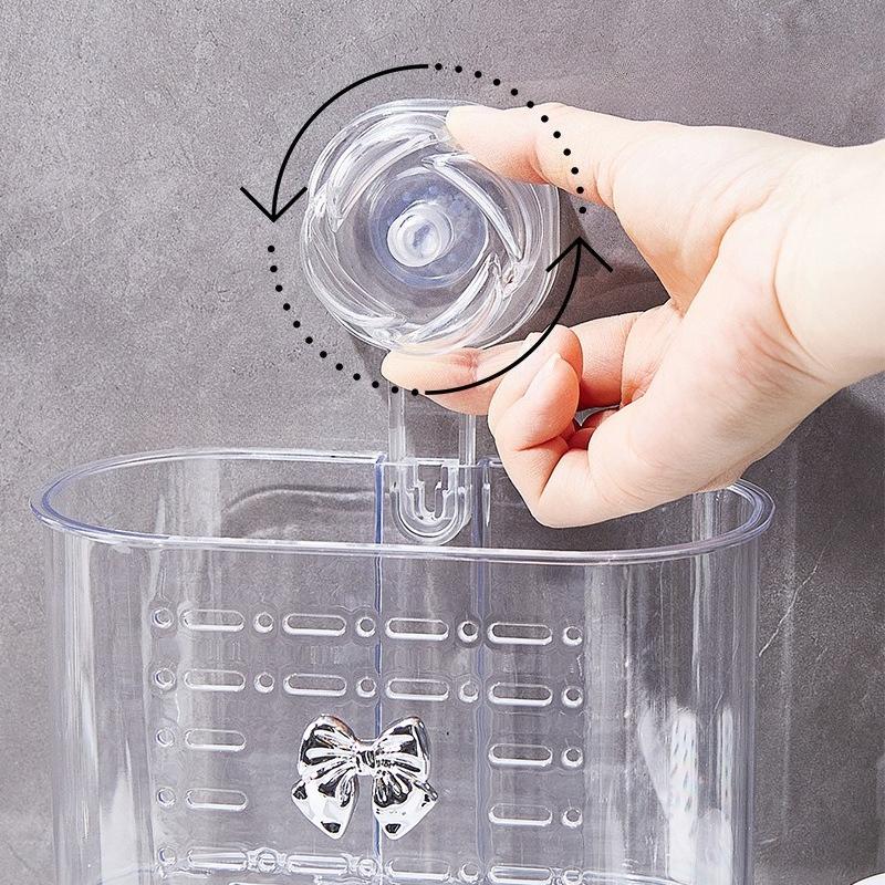 Полка для хранения на присосках для ванной комнаты без сверления, Коробка для хранения в ванной комнате с полым дном для дренажа, Подставка для хранения косметики и ювелирных изделий