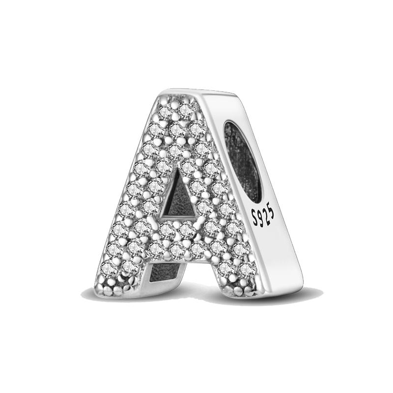 Fit Bracelets Charms 925 Silver 26 Alphabet Letters Charms Beads for Women Fine DIY Birthday Jewelry Gifts Making