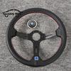 Spceddy For Steering Wheel 14inch 350mm Perforated Leather Concave Car Sports Steering Wheel