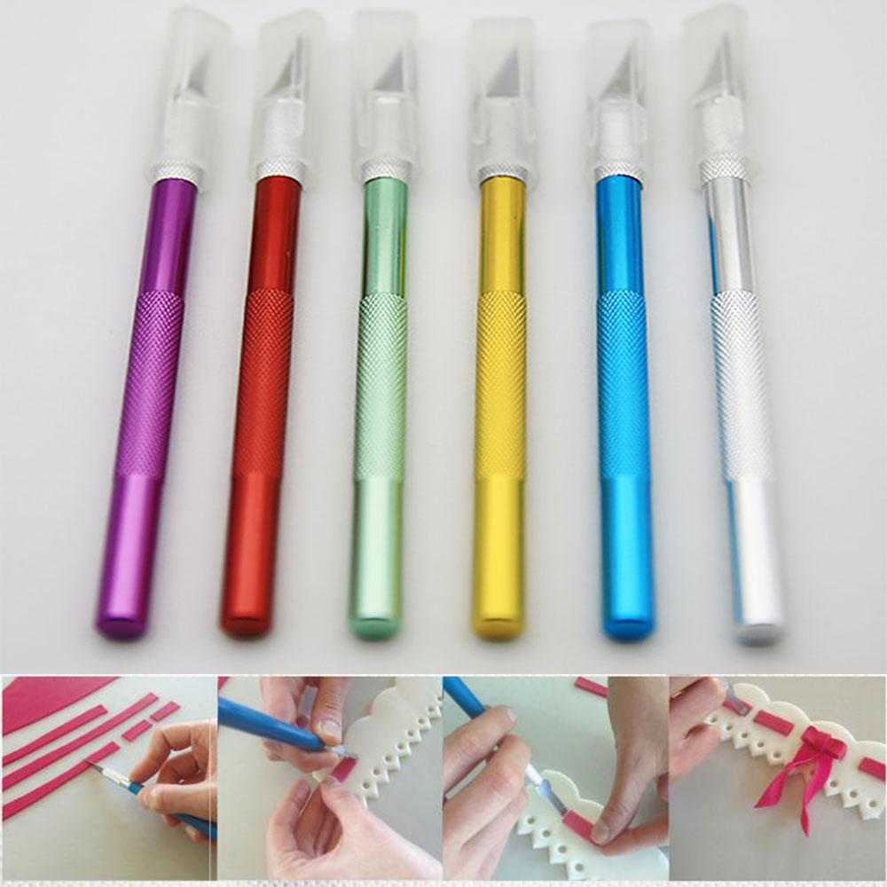 Sculpture Carving Pastry Tools Metal Scalpel Engraving Cutter with 6pcs Blade Non-slip Knife