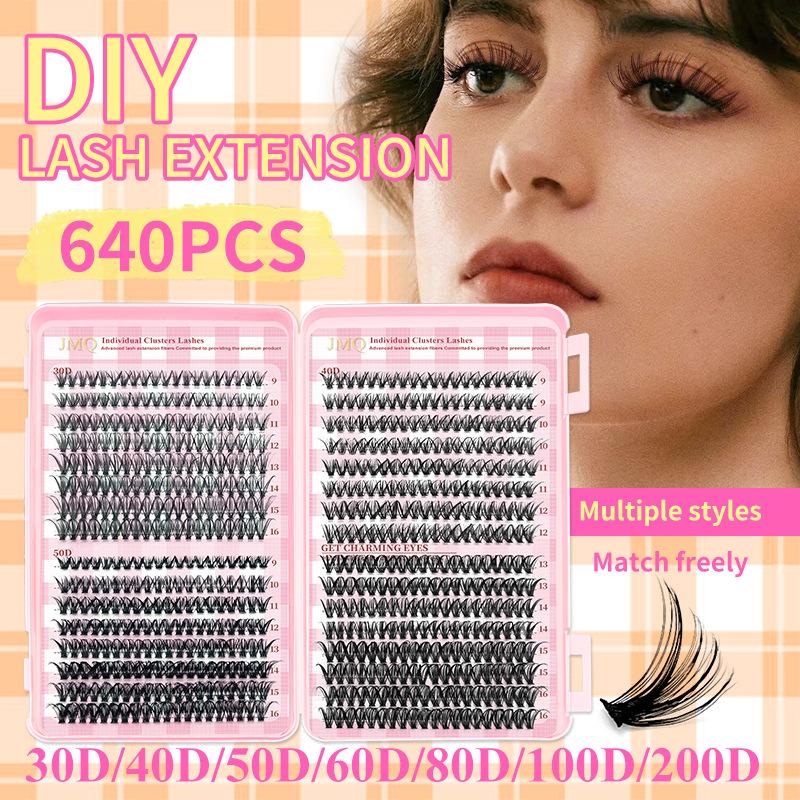 JMQ Книга ресниц для самостоятельного наращивания большого объема – 30D/40D/60D Термосклеенные пучковые ресницы (32 ряда, смешанная длина)