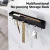 Настенный держатель ключей, входная стойка без перфорации с подносом, настенная полка для хранения вещей, многоцелевая вешалка для одежды и полотенец