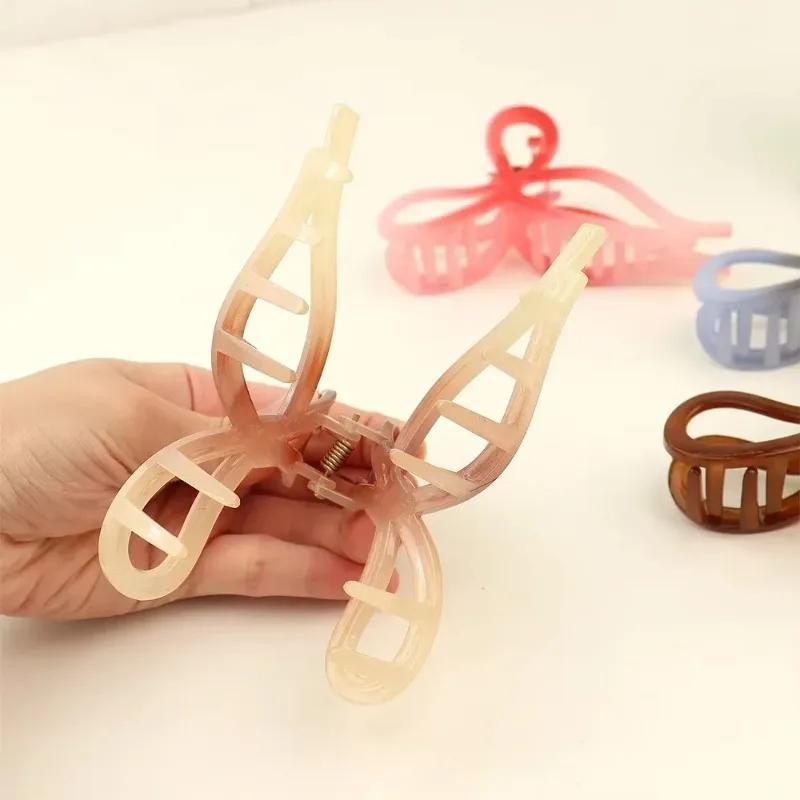 Градиентный темпераментный коготь для волос для женщин, женская заколка-акула, милый бант, зажим для волос на затылке, корейские аксессуары для укладки