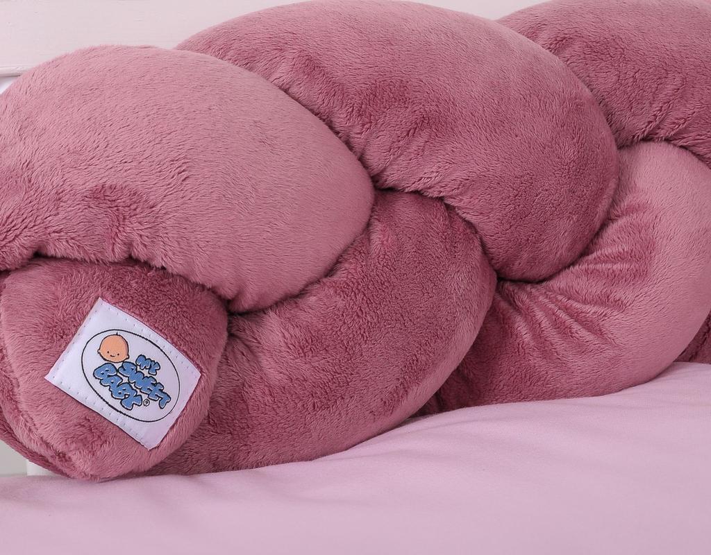 Braided MINKY cot bumper for 180cm cot - retro pink