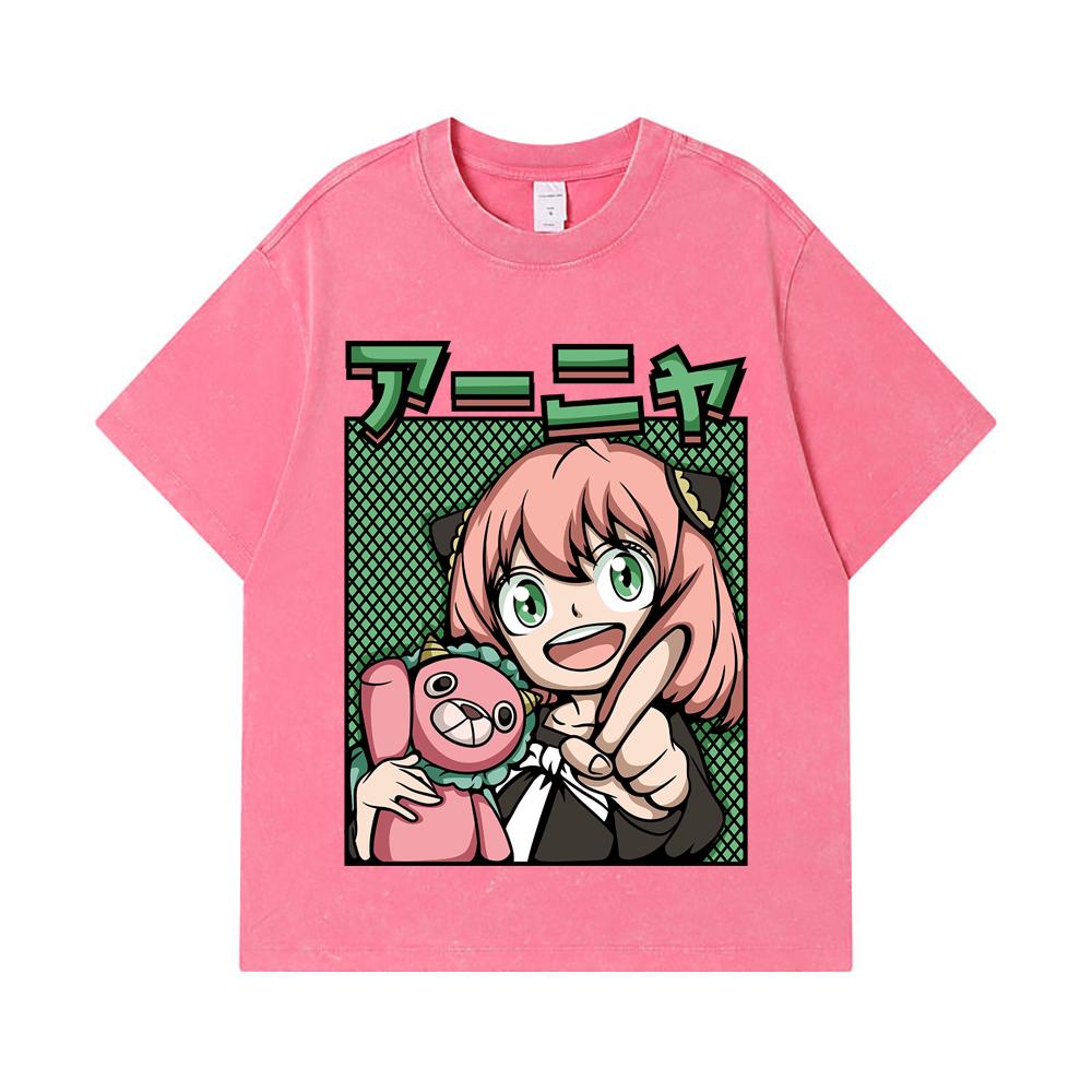 275 GSM Washed T-shirts 100% Cotton Spy Family V7 Print Unisex Heavy Cotton T Shirt
