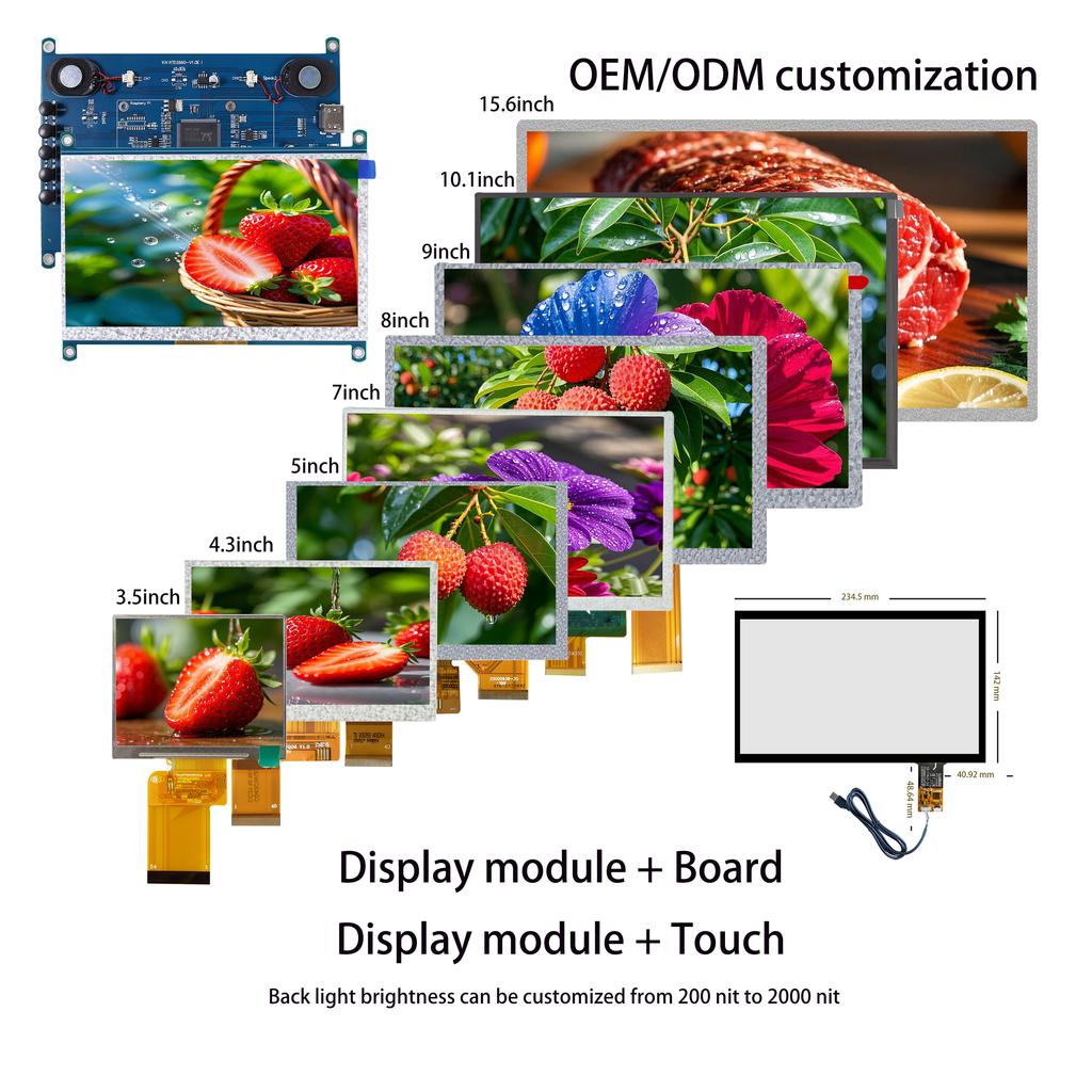 TFT LCD 4,3 5 5,5 7 8 9 10,1 дюйма Mipi MCU RGB Маленькие IPS LCD Сенсорные Экраны Модули Дисплея