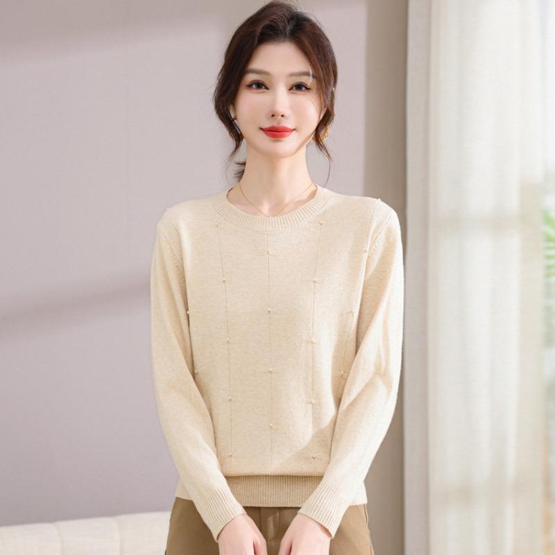 New Middle-aged and Elderly Women's Spring, Autumn and Winter Long-sleeved Mother Sweater Shirt Loose Large Size Middle-aged Knitted Sweater