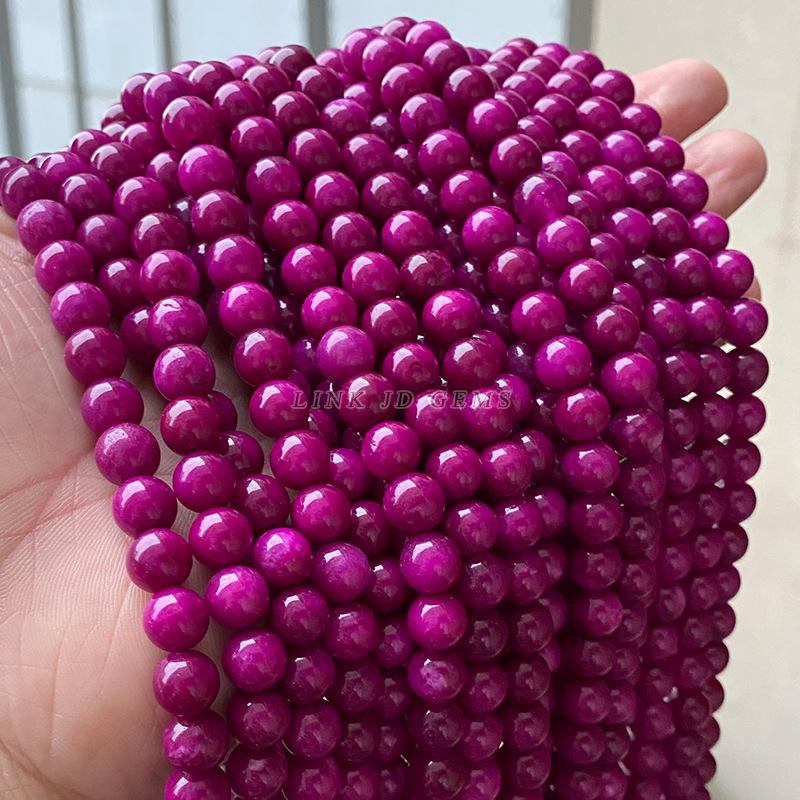 Jingde Purple Chalcedony Jade Bracelet Beads, DIY Jewelry Accessories