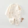 Cozy Air Cotton Baby Romper - Long Sleeve, Side Snap, Boneless Crawling Suit for Newborns - Perfect for Autumn & Winter Outings