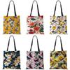 Customized Flower Print Tote Bag For Women Reusable Shoulder Bags Travel School Bags 40x40cm