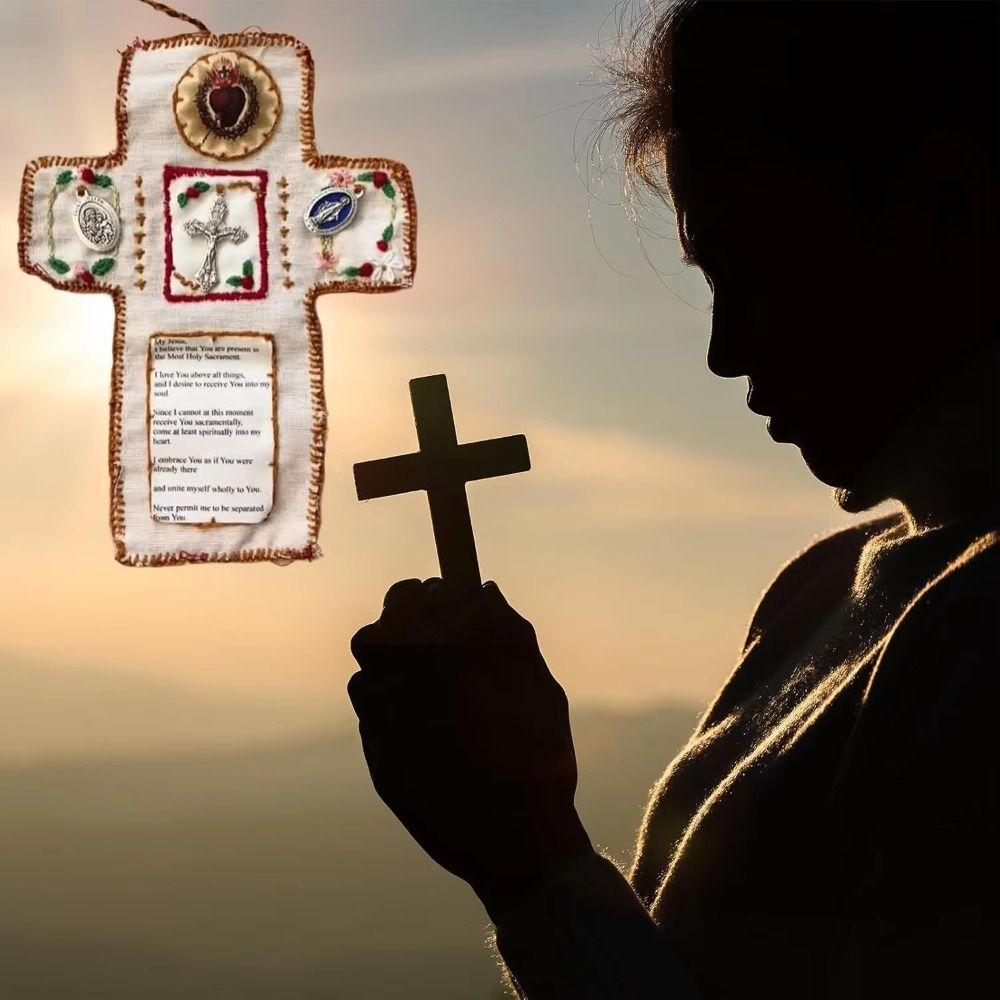 Silver Cross Pocket Shrine Blessings Prayer Mat Creative Mini Prayer Quilt Meditation