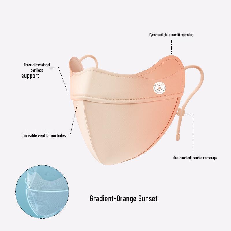 Women's UPF50+ 3D Gradient Blush Sunscreen Mask - Breathable, Soft Bone Support, Anti-Smudge Makeup with Ice Silk Fabric