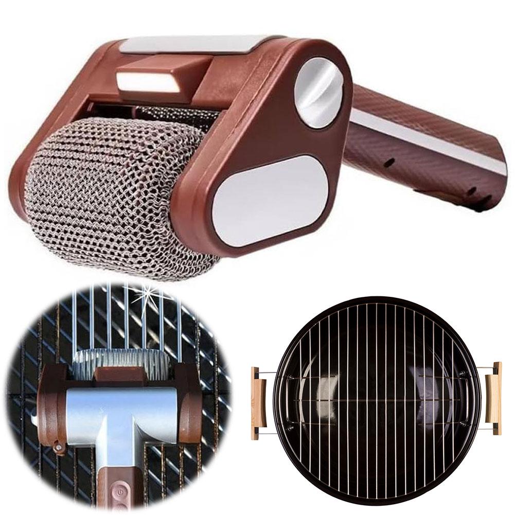 Перезаряжаемая электрическая щетка для очистки роликового гриля из нержавеющей стали, сменные насадки, инструменты для уборки дома, аксессуары для барбекю