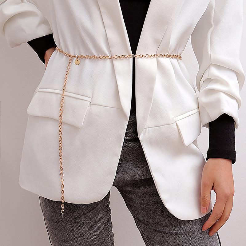 Women Lady Waist Chain Belt Metal Gold Silver Color Waistband Chain Belt