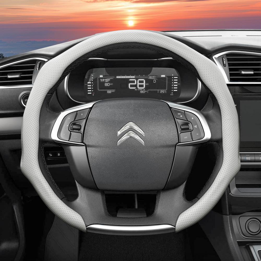 Подходит для Citroen Чехол на руль из перфорированной кожи C3 C4 X Berlingo C5 Aircross Jumper SpaceTourer Ami X Красный Черный