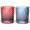 Mizukage Kiriko Pair of Window Current Model J-kitchens Glasses, 80xH90mm, 280cc, Pattern, Red, Bisho,