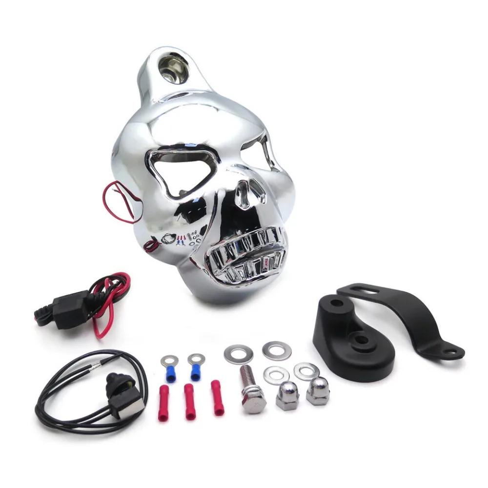 Накладка на клаксон в виде черепа для мотоцикла Harley Davidson Sportster Softail Big Twins V-Rods Stock Cowbell 1992-2020 Дополнительный аксессуар