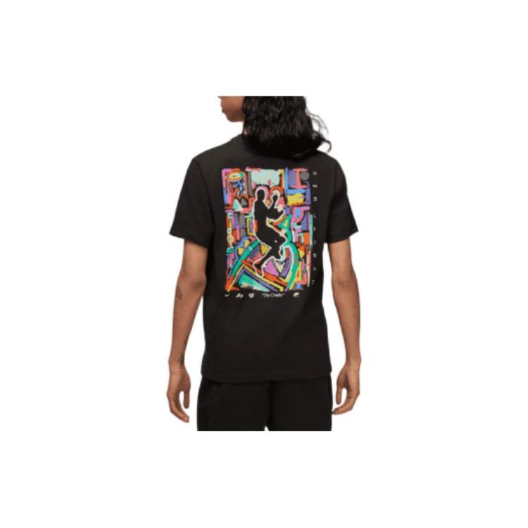 Jordan Красочная футболка с круглым вырезом и коротким рукавом с логотипом, мужские топы, черные DM3079-010