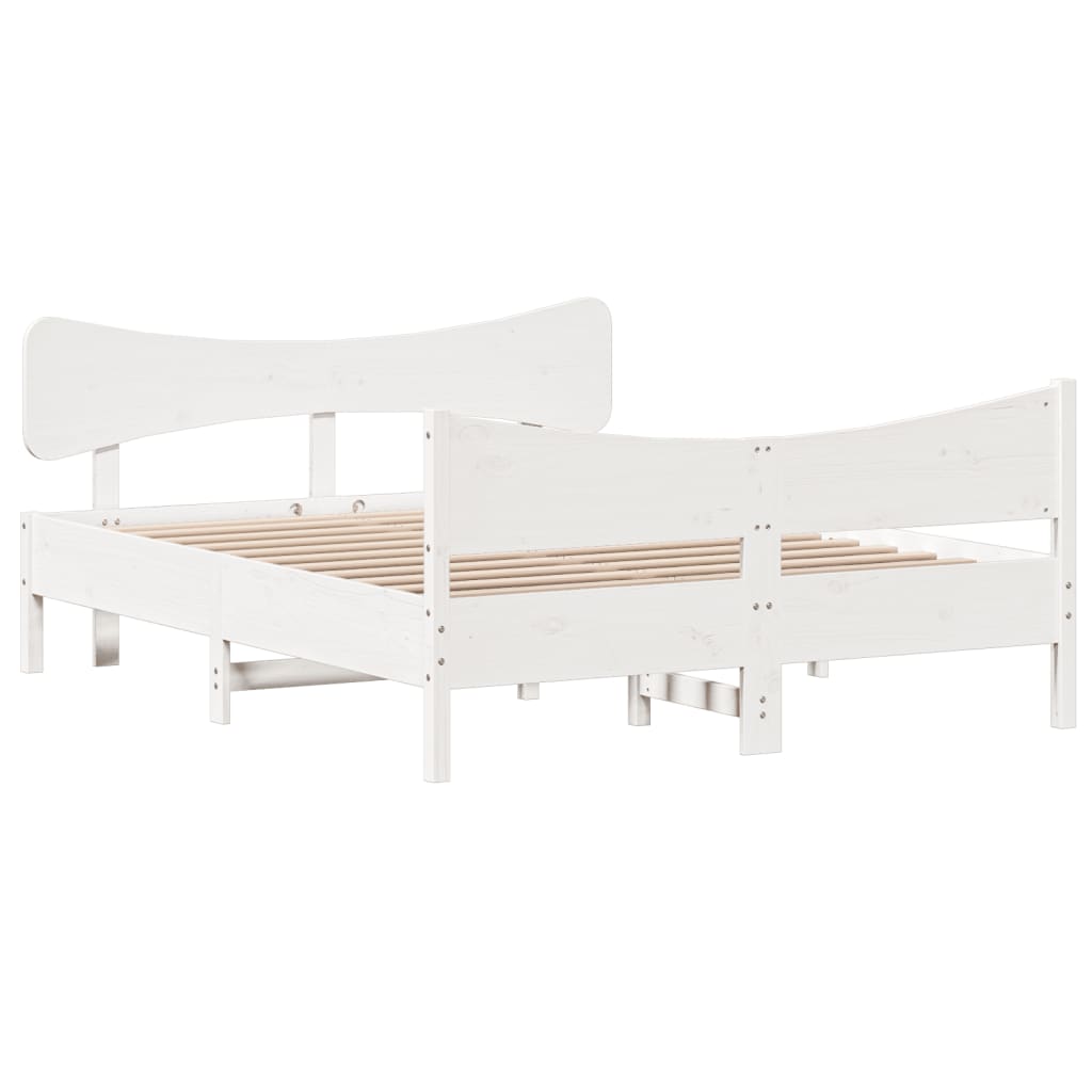 Solid Wood Bed without Mattress White 140x190 cm Pine Wood
