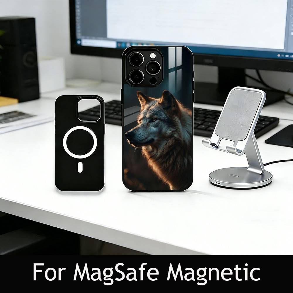 Savage Wolf Theme Phone Case For iPhone17,16,15,14,13,12,11 Plus,Pro Magnetic with Magsafe Wireless Charging