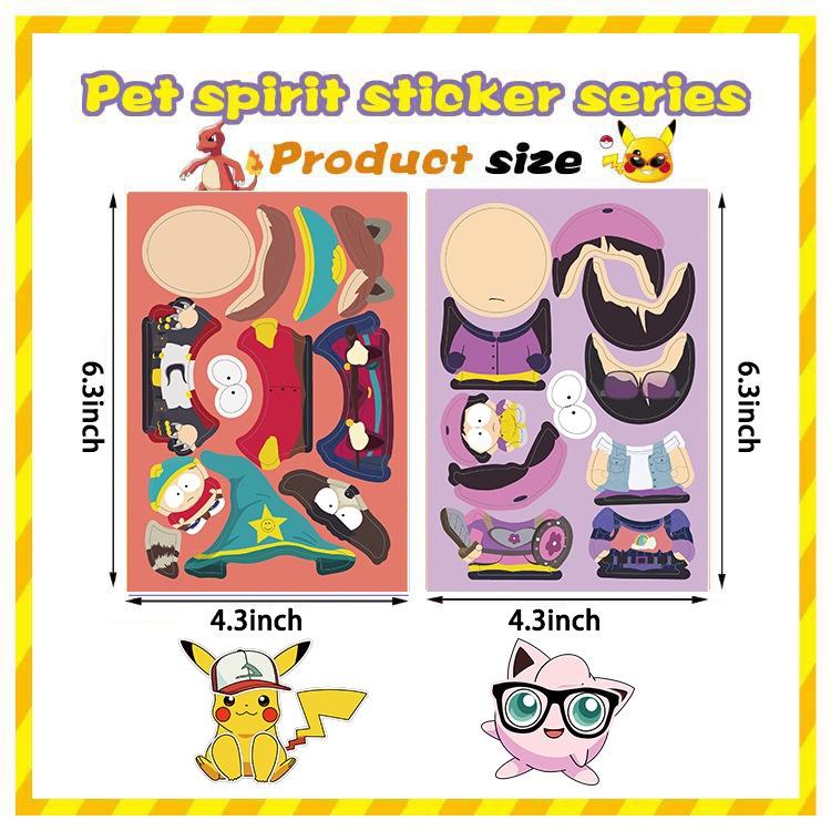 8 Sheets Cartoon South Park PARK Make A Face Puzzle Stickers For Luggage Phone Case Laptop Notebook Decals Kids Gift