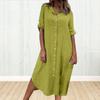 Summer Women Dress SIngle-breasted Half Sleeves Turn-down Collar Loose Solid Color Buttons Commute Daily Wear Midi Dress