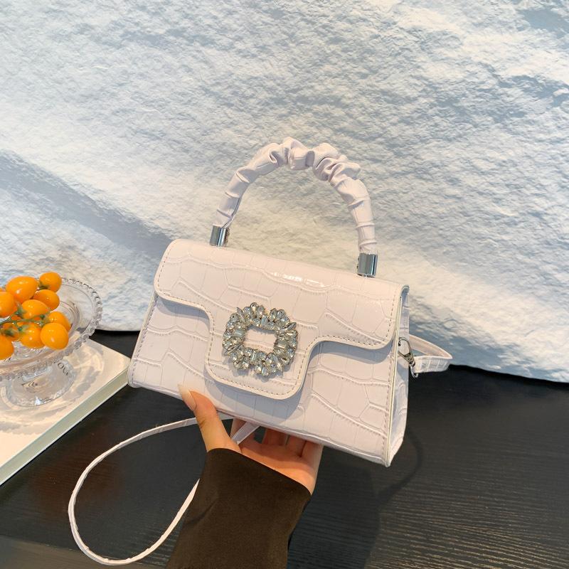 Stone Pattern Handbag Fashionable Small Square Bag Texture Pu Shoulder Bag Niche Versatile Messenger Bag