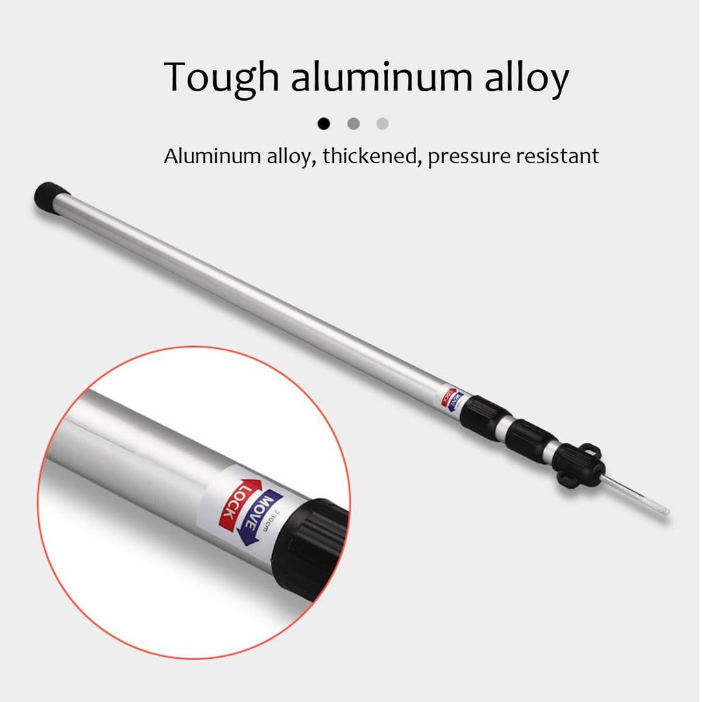 Aluminum Canopy Support, 95-234cm, Extendable Tarp Pole for Tents, Awnings, Canopies, and Porches (Silver)