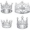 4 Pcs Mini Crown Cake Topper Birthday Tiara Crown Crystal Pearl Princess Kueen Cake Crown for Wedding Pet Birthday