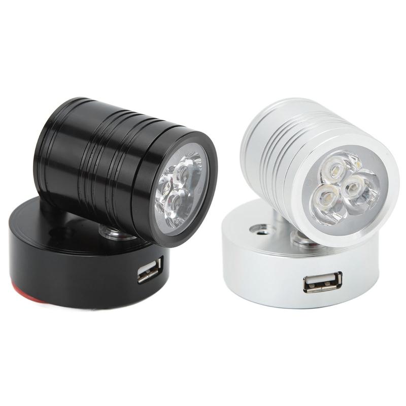 Interior Reading Spotlight LED RV Reading Light Adjustable Chrome Aluminum Alloy 90° Rotatable 10‑30V 3W for Campers