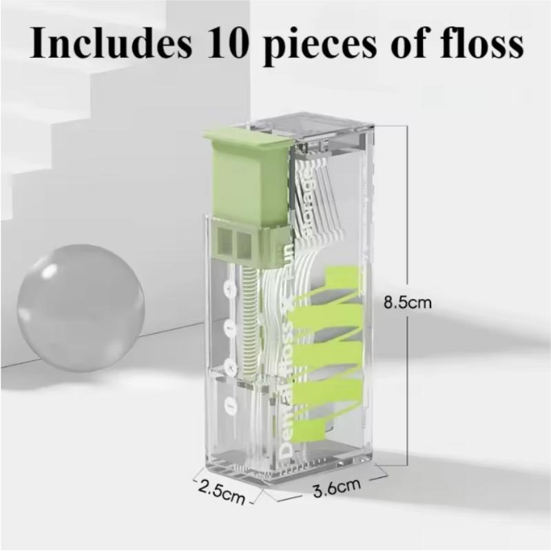 Portable dental floss automatic pop-up storage, capable of carrying disposable dental floss sticks, containing 10 dental floss