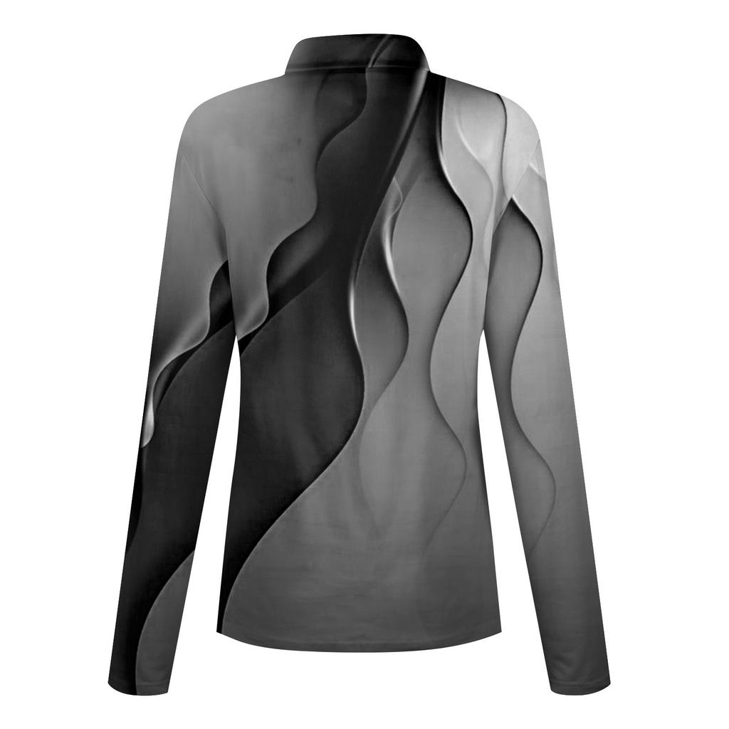 Женские рубашки с высоким воротником и длинными рукавами с принтом, осенние модные базовые облегающие мягкие термотопы