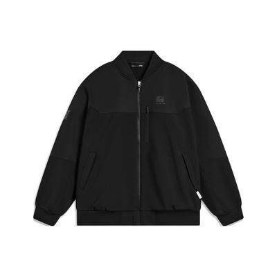 Li Ning Sports Lifestyle Series однотонная флисовая теплая свободная куртка мужская куртка черного цвета AJDT627-2