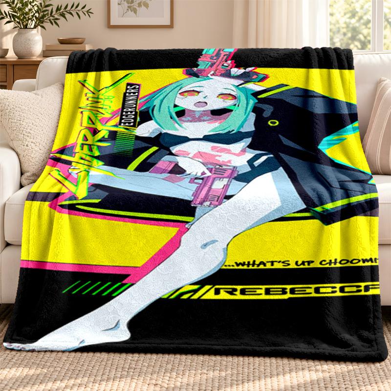 Cyberpunk Edgerunners blanket Flannel Blanket Soft Cozy Plush Throw for Sofa Bed Lightweight Home Decoration Outdoor camping