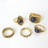 Богемное винтажное кольцо на палец из сплава с синим камнем, 5 шт./компл., женские очаровательные ювелирные изделия